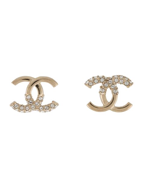 chanel strass cc stud earrings|CHANEL.